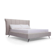 Load image into Gallery viewer, A flat headboard bedframe is a sleek and minimalist option for those looking to add a touch of sophistication to their bedroom. Finley's headboard design is space saving, fits into any bedroom interior easily. Plus, with its understated elegance, it provides a versatile backdrop for your bedding accessories.