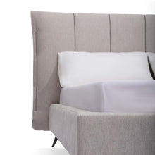 Load image into Gallery viewer, A flat headboard bedframe is a sleek and minimalist option for those looking to add a touch of sophistication to their bedroom. Finley's headboard design is space saving, fits into any bedroom interior easily. Plus, with its understated elegance, it provides a versatile backdrop for your bedding accessories.