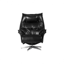 Load image into Gallery viewer, Constructed from a reinforced steel frame, the Hana Recliner Lounge Chair offers strength and stability, while the soft bovine leather upholstery envelops the user in comfort. With precision contouring to the back and sides, this chair showcases a dynamic design, and finely tailored stitching adds to its premium feel.