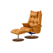 Load image into Gallery viewer, Constructed from a reinforced steel frame, the Hana Recliner Lounge Chair offers strength and stability, while the soft bovine leather upholstery envelops the user in comfort. With precision contouring to the back and sides, this chair showcases a dynamic design, and finely tailored stitching adds to its premium feel.