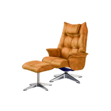Load image into Gallery viewer, Constructed from a reinforced steel frame, the Hana Recliner Lounge Chair offers strength and stability, while the soft bovine leather upholstery envelops the user in comfort. With precision contouring to the back and sides, this chair showcases a dynamic design, and finely tailored stitching adds to its premium feel.