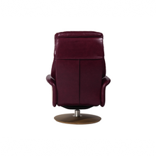 Load image into Gallery viewer, Leone recliner lounge chair emphasizes ergonomic comfort and environmental sustainability, providing visual and physical comfort for office, hospitality, and residential contexts. The butter-soft bovine leather upholstery envelops the user in comfort and a matching footrest offers full repose and relaxation.
