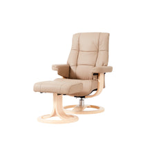 Load image into Gallery viewer, This recliner boasts a luxuriously comfortable seat and back cushion, complemented by its rounded backrest which adapts to your body to ensure exceptional support. Boasting a sleek design and slim fit, this ergonomic leather lounge chair is ideal for bedrooms, living rooms, and all other interior spaces. Oslo lounge chair is designed with 360-degree swivel function and matching footstool, with a selection of four genuine bovine leather colors available for you to choose from.