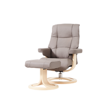 Load image into Gallery viewer, This recliner boasts a luxuriously comfortable seat and back cushion, complemented by its rounded backrest which adapts to your body to ensure exceptional support. Boasting a sleek design and slim fit, this ergonomic leather lounge chair is ideal for bedrooms, living rooms, and all other interior spaces. Oslo lounge chair is designed with 360-degree swivel function and matching footstool, with a selection of four genuine bovine leather colors available for you to choose from.