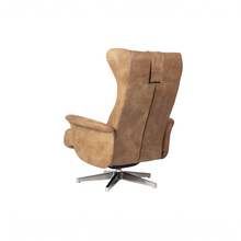Load image into Gallery viewer, This Verra Recliner Lounge Chair has been crafted with its distinct minimalistic expression in mind, offering a contemporary and slim silhouette with various base options. Its ergonomic shape is further enhanced by a curved neck pillow which ensures long-lasting comfort, while the steel frame and molded cold cure friction-fit polyurethane foam provide a solid yet pliable seating experience. Choose from a selection of leather colours for full personalisation.