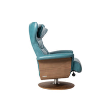 Load image into Gallery viewer, This Verra Recliner Lounge Chair has been crafted with its distinct minimalistic expression in mind, offering a contemporary and slim silhouette with various base options. Its ergonomic shape is further enhanced by a curved neck pillow which ensures long-lasting comfort, while the steel frame and molded cold cure friction-fit polyurethane foam provide a solid yet pliable seating experience. Choose from a selection of leather colours for full personalisation.