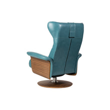 Load image into Gallery viewer, This Verra Recliner Lounge Chair has been crafted with its distinct minimalistic expression in mind, offering a contemporary and slim silhouette with various base options. Its ergonomic shape is further enhanced by a curved neck pillow which ensures long-lasting comfort, while the steel frame and molded cold cure friction-fit polyurethane foam provide a solid yet pliable seating experience. Choose from a selection of leather colours for full personalisation.