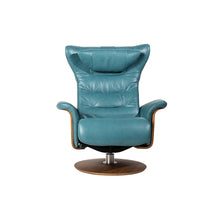 Load image into Gallery viewer, This Verra Recliner Lounge Chair has been crafted with its distinct minimalistic expression in mind, offering a contemporary and slim silhouette with various base options. Its ergonomic shape is further enhanced by a curved neck pillow which ensures long-lasting comfort, while the steel frame and molded cold cure friction-fit polyurethane foam provide a solid yet pliable seating experience. Choose from a selection of leather colours for full personalisation.