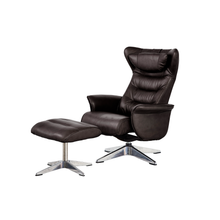 Load image into Gallery viewer, This Verra Recliner Lounge Chair has been crafted with its distinct minimalistic expression in mind, offering a contemporary and slim silhouette with various base options. Its ergonomic shape is further enhanced by a curved neck pillow which ensures long-lasting comfort, while the steel frame and molded cold cure friction-fit polyurethane foam provide a solid yet pliable seating experience. Choose from a selection of leather colours for full personalisation.
