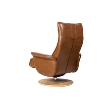 Load image into Gallery viewer, Viva lounge chair was created with ergonomic comfort and sustainability at its core. The purity and precision of the design are amplified by each of the different leather finishings; full vivid leathers or traditional colors with a firm seat; in white self-skinning cold cure polyurethane. For such a bold, eye-catching design sofa, Viva recliner chair is a remarkably versatile item. – a timeless form designed for superlative comfort.