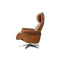 Load image into Gallery viewer, Viva lounge chair was created with ergonomic comfort and sustainability at its core. The purity and precision of the design are amplified by each of the different leather finishings; full vivid leathers or traditional colors with a firm seat; in white self-skinning cold cure polyurethane. For such a bold, eye-catching design sofa, Viva recliner chair is a remarkably versatile item. – a timeless form designed for superlative comfort.