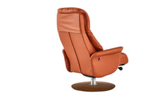 Load image into Gallery viewer, Leone recliner lounge chair emphasizes ergonomic comfort and environmental sustainability, providing visual and physical comfort for office, hospitality, and residential contexts. The butter-soft bovine leather upholstery envelops the user in comfort and a matching footrest offers full repose and relaxation.