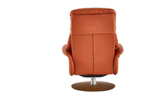 Load image into Gallery viewer, Leone recliner lounge chair emphasizes ergonomic comfort and environmental sustainability, providing visual and physical comfort for office, hospitality, and residential contexts. The butter-soft bovine leather upholstery envelops the user in comfort and a matching footrest offers full repose and relaxation.