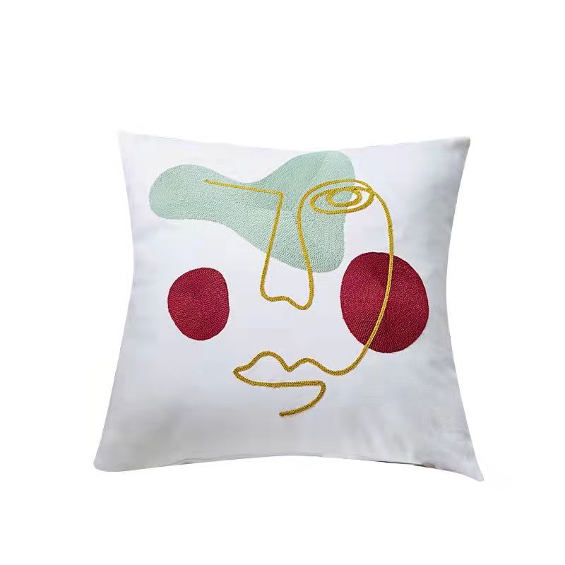 Embroidered Line Art Cushion - Woman