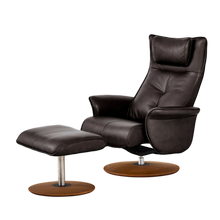 Load image into Gallery viewer, Viva lounge chair was created with ergonomic comfort and sustainability at its core. The purity and precision of the design are amplified by each of the different leather finishings; full vivid leathers or traditional colors with a firm seat; in white self-skinning cold cure polyurethane. For such a bold, eye-catching design sofa, Viva recliner chair is a remarkably versatile item. – a timeless form designed for superlative comfort.