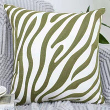 Load image into Gallery viewer, Embroidered Zebra Stripes Cushion - Olive
