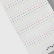 Sheet of paper with colorful horizontal lines on a white background