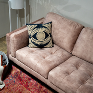Embroidered Evil Eye Cushion Cover - Denim