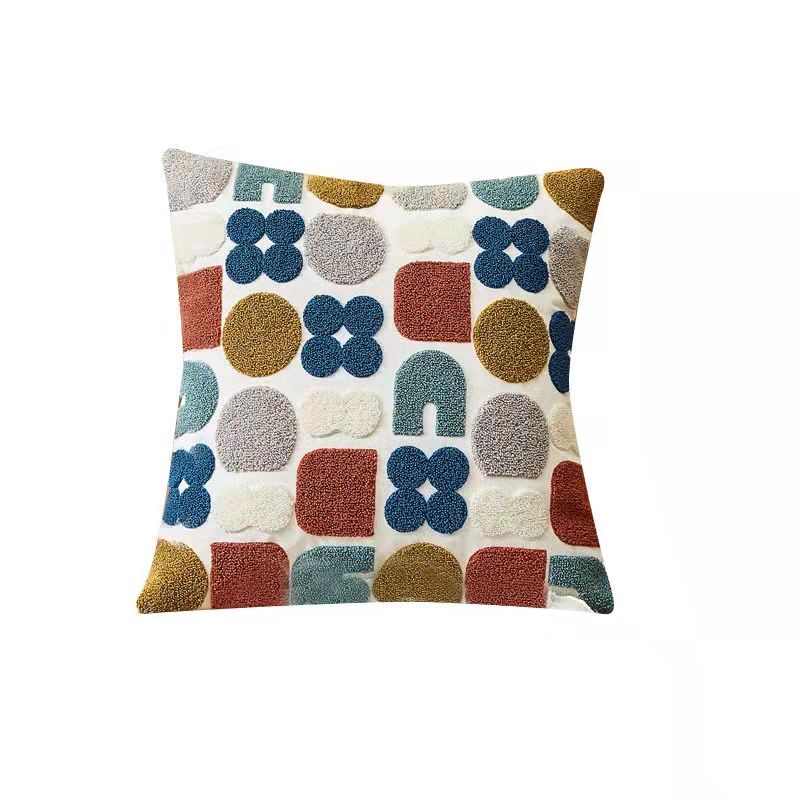 Embroidered Geometric Cushion - Mini Bricks