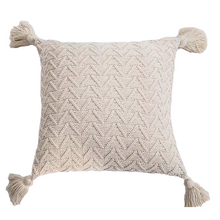 Load image into Gallery viewer, Knitted Chevrons with Tassels Cushion
