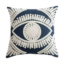 Load image into Gallery viewer, Embroidered Evil Eye Cushion Cover - Denim
