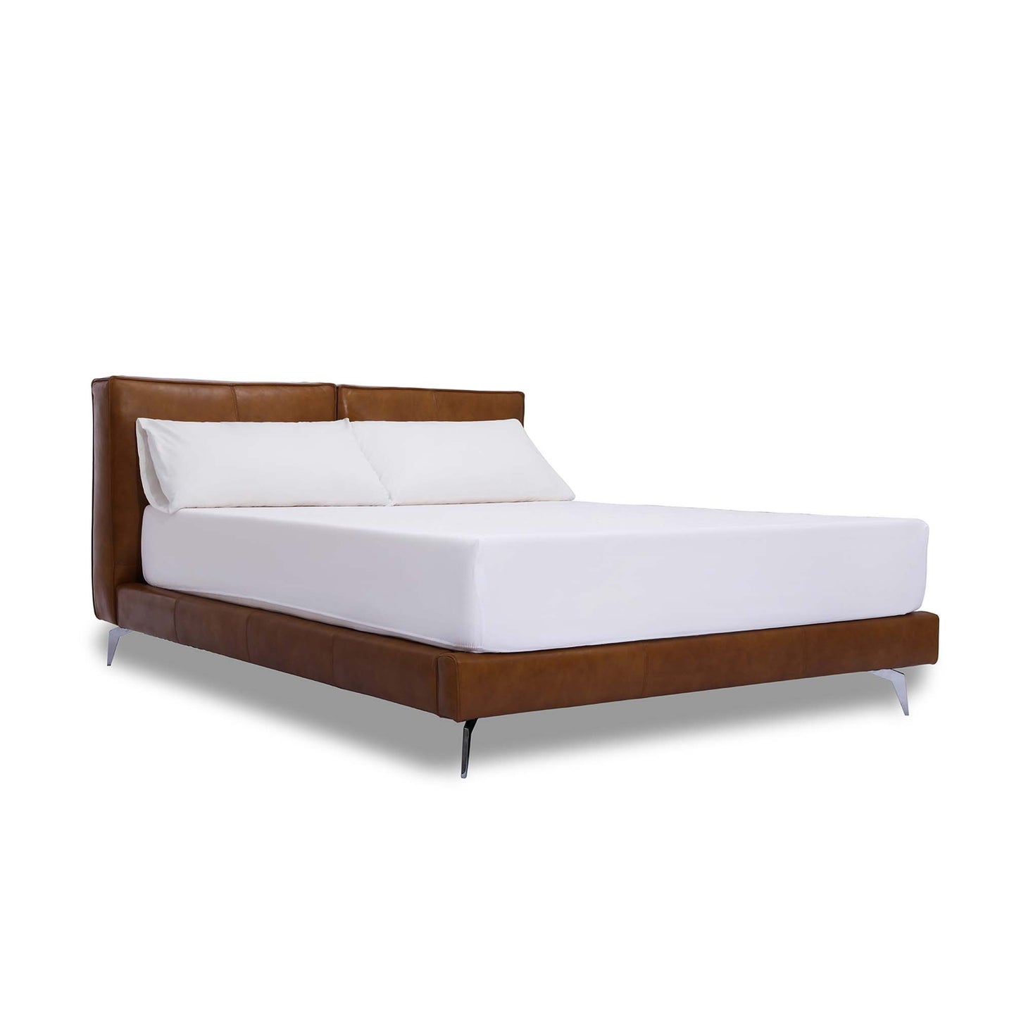 The Emery bedframe features a cushioned headboard, the flat surface can serve as a shelf for small items like phones, glasses and more. Additionally, the platform structure facilitates simple sheet-changing without having to lift the mattress - a feature your back is sure to appreciate. Choice of leather available.