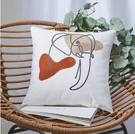 Embroidered Line Art Cushion Cover - Elephant