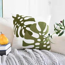 Load image into Gallery viewer, Embroidered Monstera Cushion
